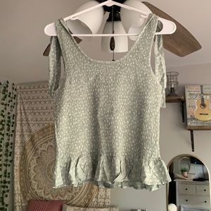 Mint green and white tank top